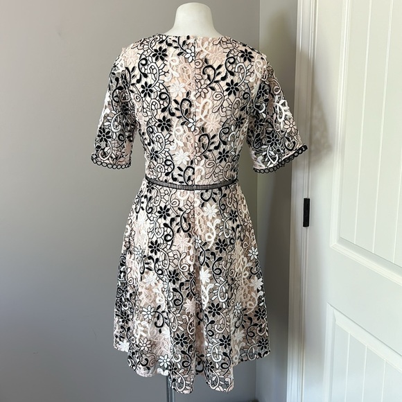 Shoshanna Lupe Guipure Lace Dress Flutter Short Sleeve Anthro Sz 4 Pale Pink NEW - Picture 9 of 16